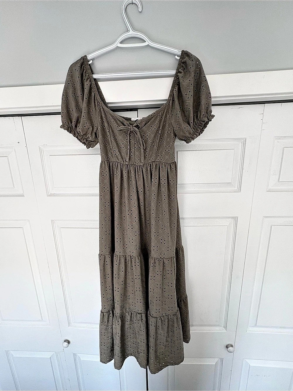 ARDENE Eyelet Midi Dress in sage green Size XS Like New